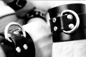 Leather and steel cuffs