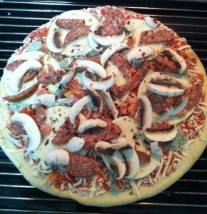 pepperoni mushroom chilli pizza