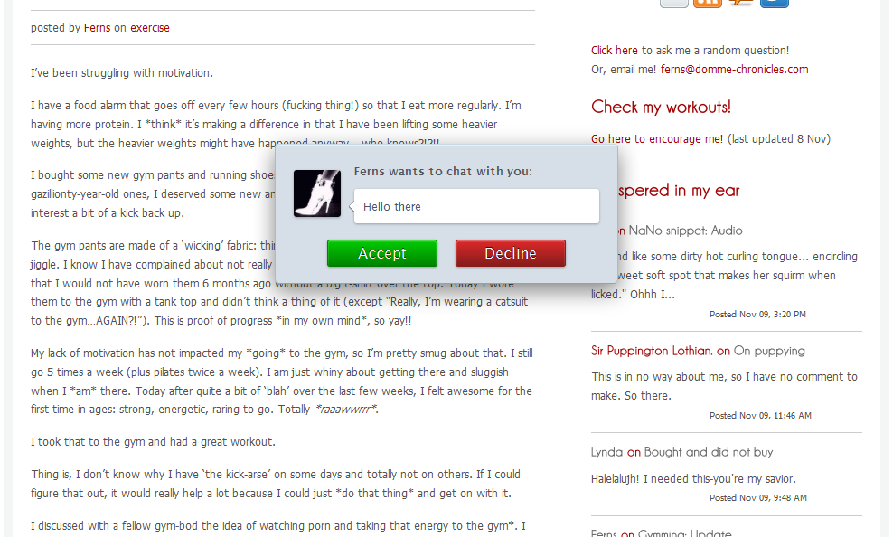 Eeek! Blog chat